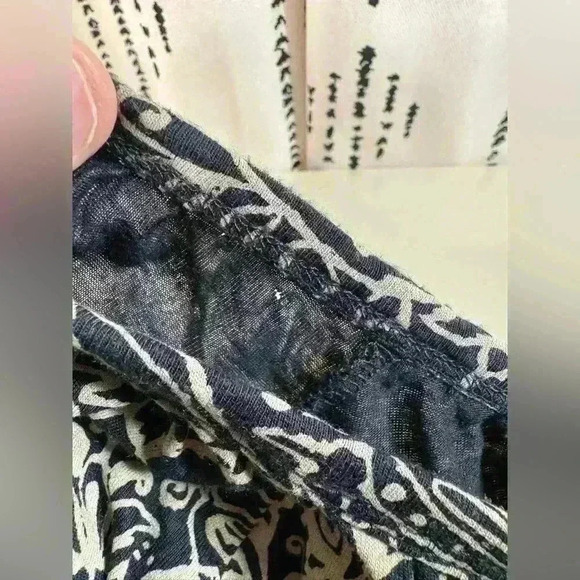 LUCKY BRAND BLOUSE WOMEN'S SIZE 1X SOFT VISCOSE  3/4 SLEEVE Paisley Black Tan - Picture 6 of 13